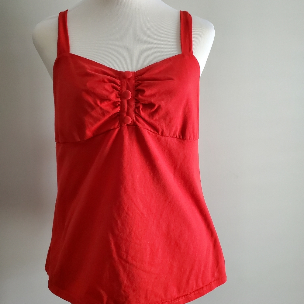 Vintage Red Belle Poque sweetheart neck top